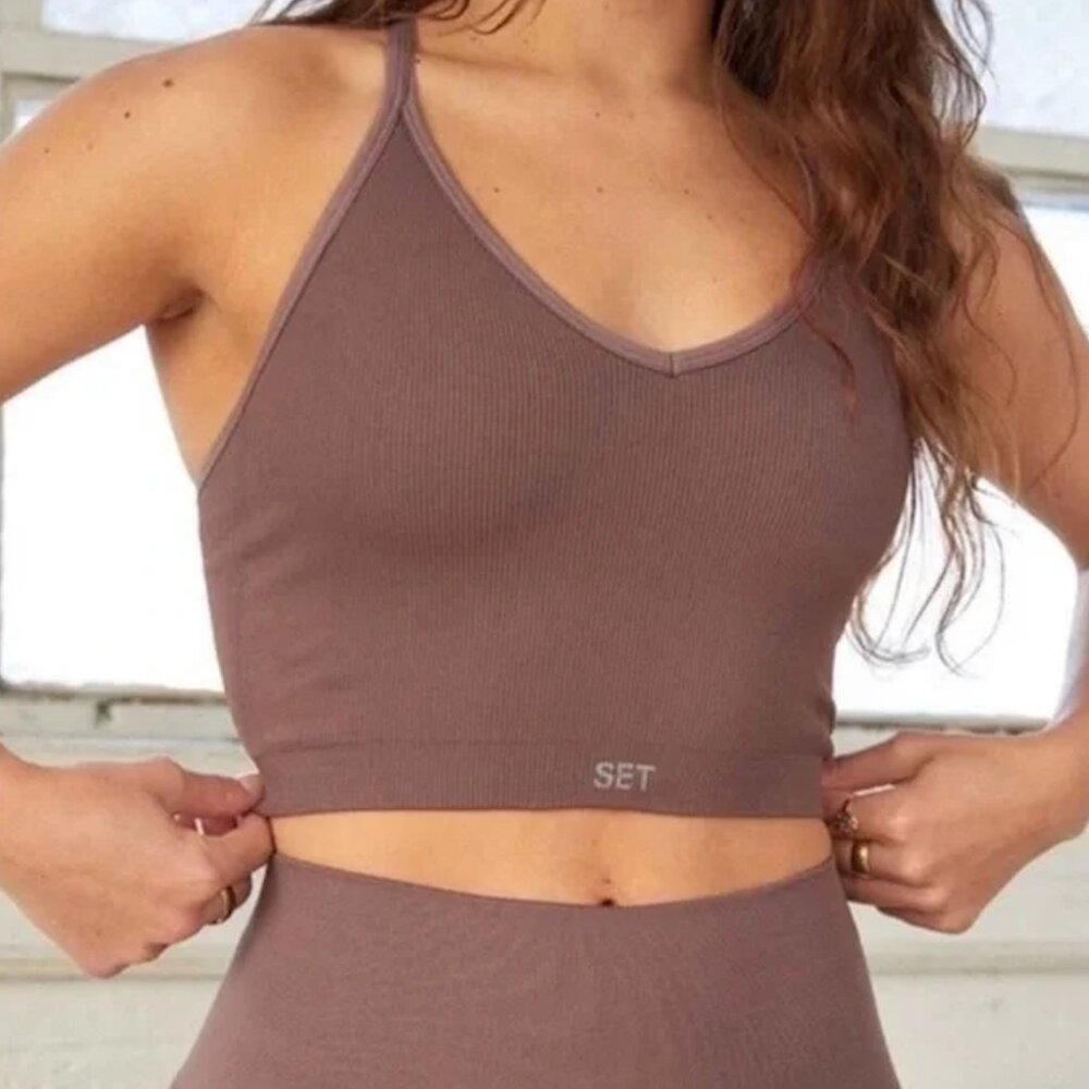 SET Active Brown Ribbed Sports Set